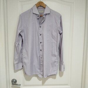 Eaton Long Slv Button Up Shirt Slim Cotton Purple Gingham 16.5 Preppy